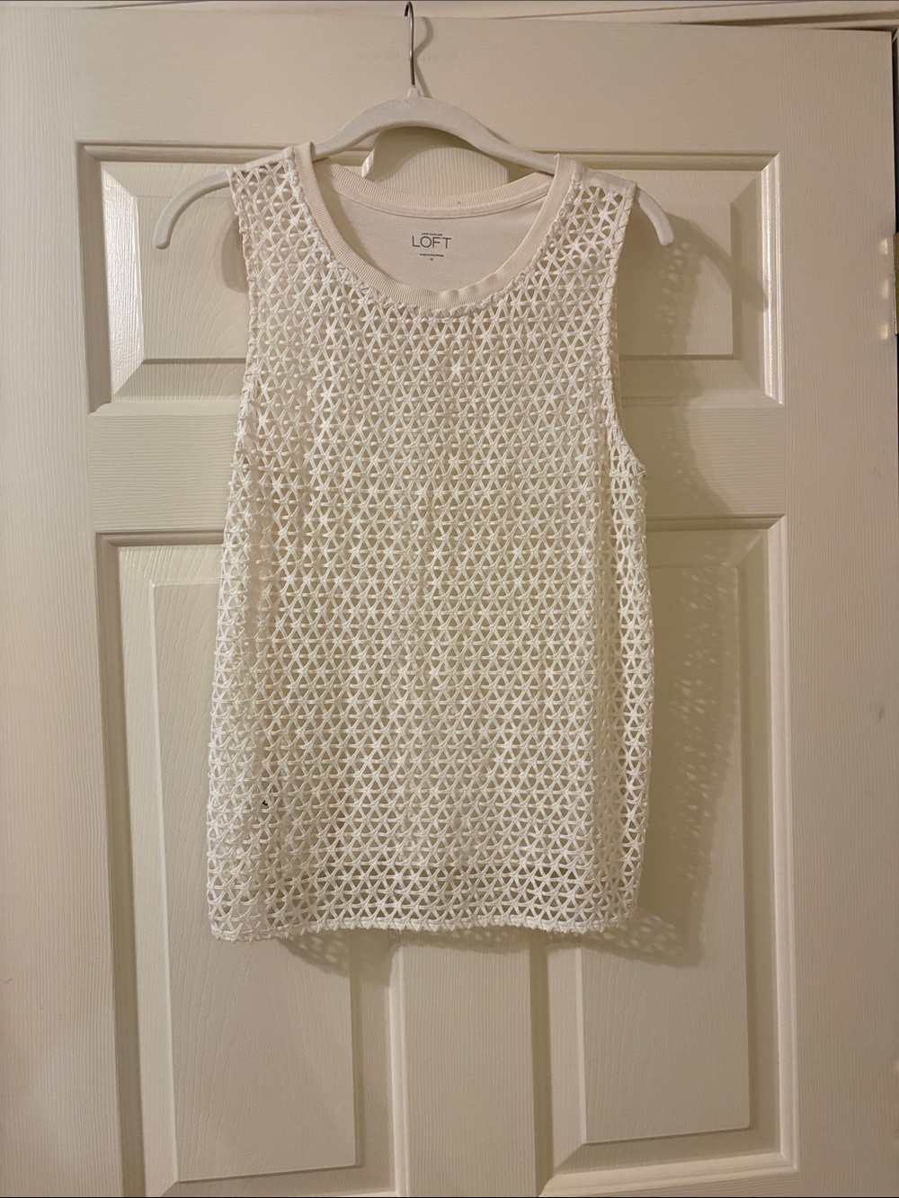 LOFT off White Crochet Overlay Tank Top